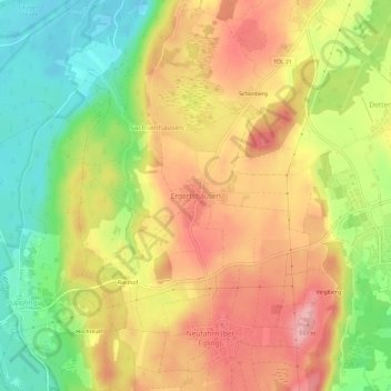 Carte topographique Ergertshausen, altitude, relief