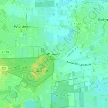Carte topographique Wildenloh, altitude, relief