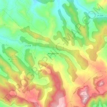 Carte topographique Montblanquet, altitude, relief