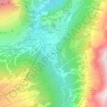 Carte topographique Villaret, altitude, relief