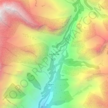 Carte topographique Las Penas, altitude, relief