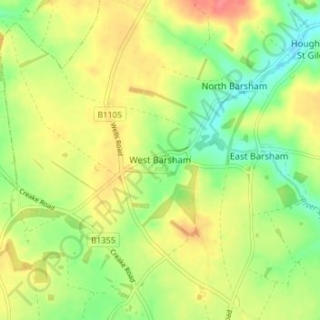 Carte topographique West Barsham, altitude, relief