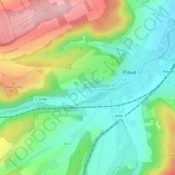 Carte topographique Spring von Plaue, altitude, relief