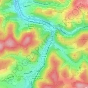 Carte topographique Ahelle, altitude, relief