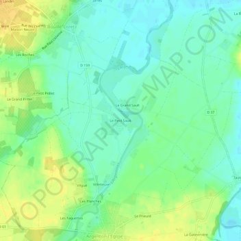 Carte topographique Le Petit Sault, altitude, relief