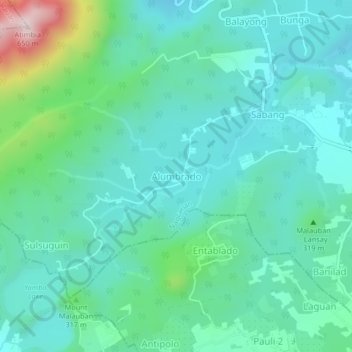 Carte topographique Alumbrado, altitude, relief