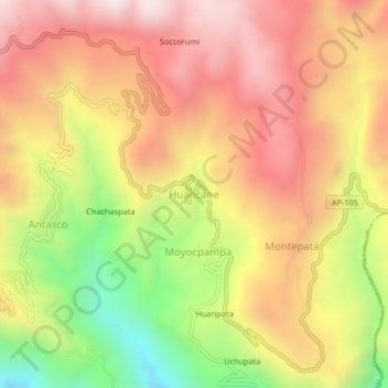 Carte topographique Huancane, altitude, relief
