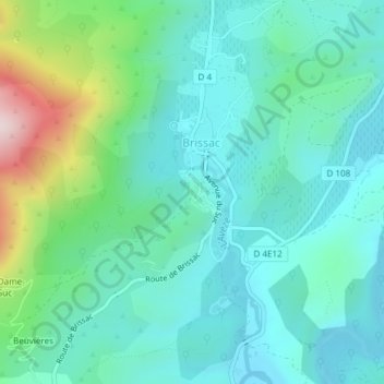 Carte topographique Château de Brissac, altitude, relief