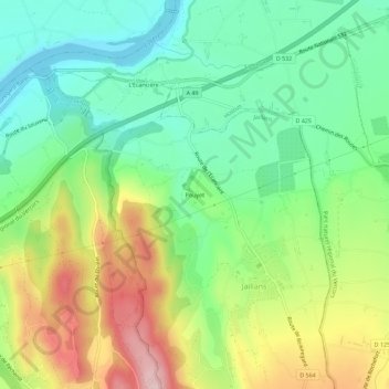 Carte topographique Pouyet, altitude, relief