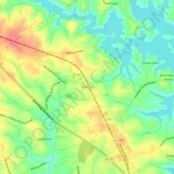 Carte topographique Phinney, altitude, relief