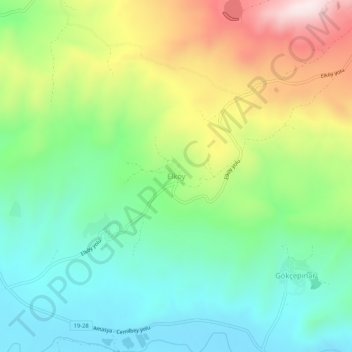 Carte topographique Elköy, altitude, relief