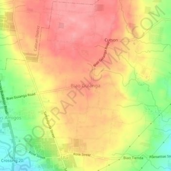 Carte topographique Biao Guianga, altitude, relief