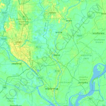 Carte topographique Chanpara, altitude, relief