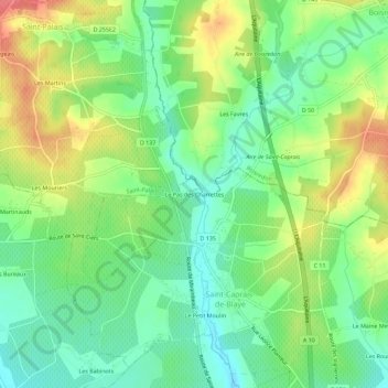 Carte topographique Le Pas des Charrettes, altitude, relief