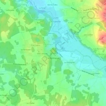 Carte topographique Le Pinier, altitude, relief