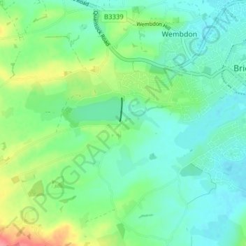 Carte topographique Durleigh, altitude, relief