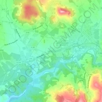 Carte topographique Le Chêne, altitude, relief