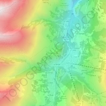 Carte topographique Poingt-Ravier, altitude, relief