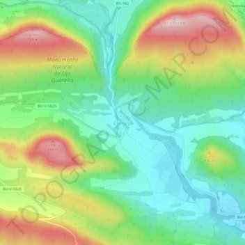 Carte topographique Cornejo, altitude, relief