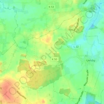 Carte topographique Uelsbyholz, altitude, relief