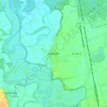 Carte topographique Mörtitz, altitude, relief