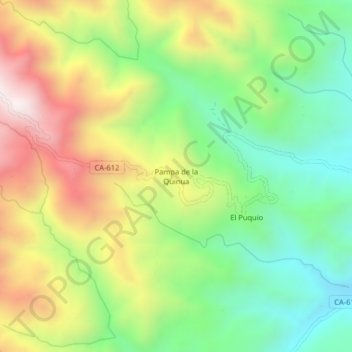 Carte topographique Pampa de la Quinua, altitude, relief