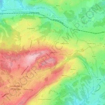 Carte topographique Goßholz, altitude, relief