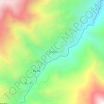 Carte topographique El Triunfo, altitude, relief