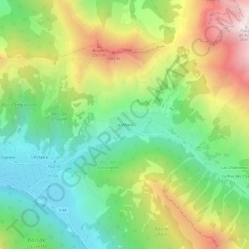 Carte topographique Le Villard, altitude, relief