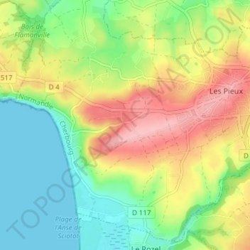 Carte topographique Le Val Mulet, altitude, relief
