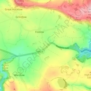 Carte topographique Housley, altitude, relief