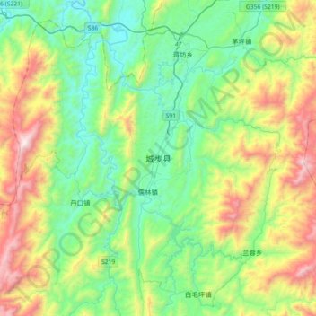 Carte topographique 城步县, altitude, relief
