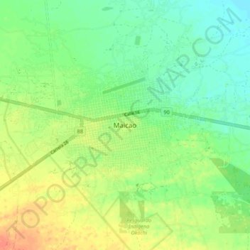 Carte topographique Maicao, altitude, relief