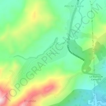 Carte topographique Campana, altitude, relief