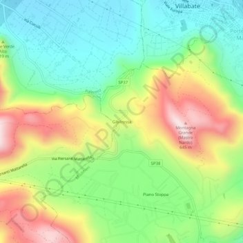 Carte topographique Gibilrossa, altitude, relief