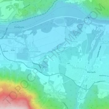 Carte topographique Görtschach, altitude, relief