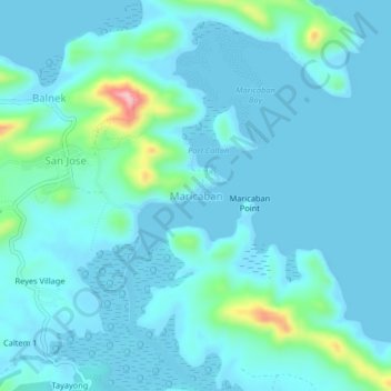 Carte topographique Maricaban, altitude, relief