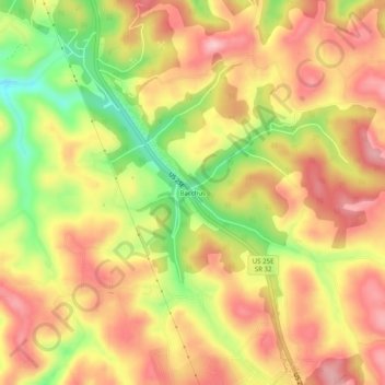 Carte topographique Bacchus, altitude, relief