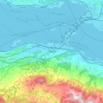 Carte topographique Pfäffikon, altitude, relief