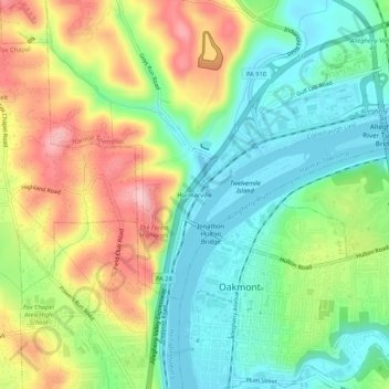 Carte topographique Harmarville, altitude, relief