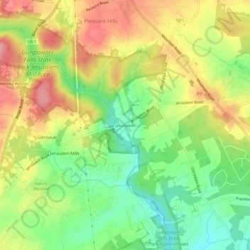 Carte topographique Jerusalem, altitude, relief