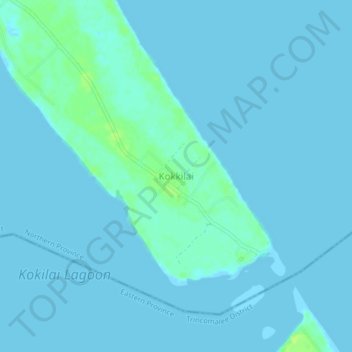 Carte topographique Kokkilai, altitude, relief