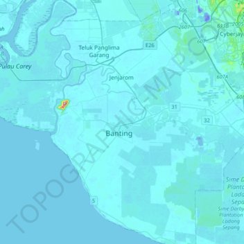 Carte topographique Banting, altitude, relief