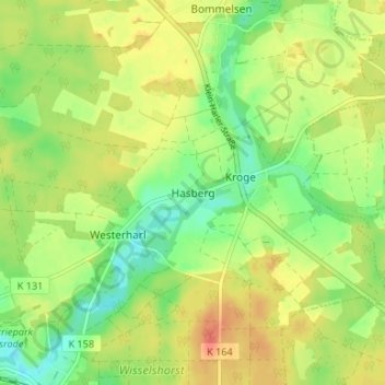 Carte topographique Hasberg, altitude, relief