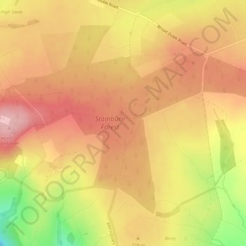 Carte topographique Lindley Moor, altitude, relief