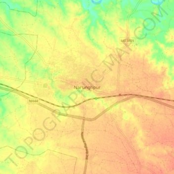 Carte topographique Narsinghpur, altitude, relief