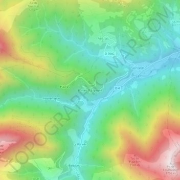 Carte topographique Bordes D´Espagne, altitude, relief