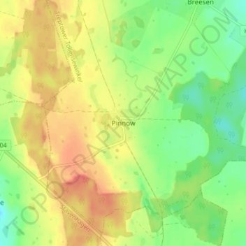 Carte topographique Pinnow, altitude, relief