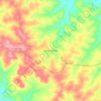 Carte topographique Santo Cristo, altitude, relief