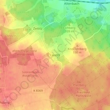 Carte topographique Leulitz, altitude, relief